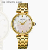 Seiko Diamonds SS GP Quartz Mother of Pearl Dial HGH008