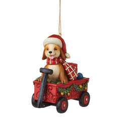 Jim Shore Country Living Dog in Wagon Christmas Ornament 6009131