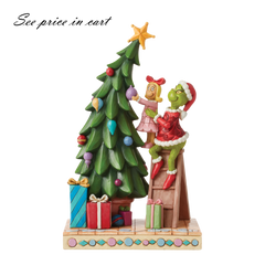 Jim Shore GRINCH CINDY LOU WHO DECORATING TREE Christmas Figurine 6012694