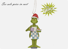 Christmas Grinch in Apron with Hot Cocoa and Cookies Ornament 6010786
