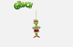 GRINCH HOLDING Naughty Nice Sign Christmas PVC ORNAMENT 5”