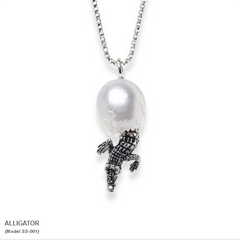 Galatea Hawaii Collection Alligator 10.5mmSterling Silver Fresh White Pearl