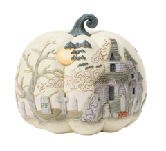 Pumpkin with Bats Flying Fig Jim Shore Heartwood Creek 6016636