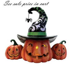 Three Jack-O-Lanterns LED Fig Jim Shore Heartwood Creek 6016642