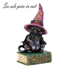Black Cat Sitting on Book Pint Jim Shore Heartwood Creek 6016645