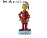 Enesco Dr. Seuss Grinch by Jim Shore Wearing Plaid Flannel Pajamas 6018953