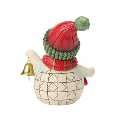 Enesco Jim Shore Heartwood Creek Snowman Holding a Jingle Bell Mini 6019325
