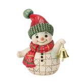Enesco Jim Shore Heartwood Creek Snowman Holding a Jingle Bell Mini 6019325