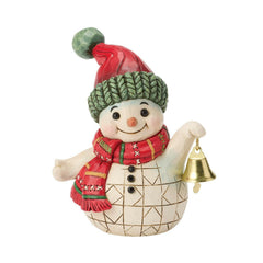 Enesco Jim Shore Heartwood Creek Snowman Holding a Jingle Bell Mini 6019325