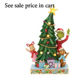 Enesco Dr. Seuss Grinch by Jim Shore Grinch, Cindy, and Max Peeking Out from Christmas Tree Light Up 6018962