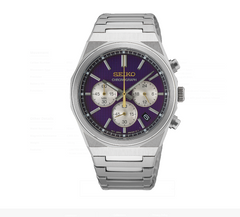 Seiko Essential SS Quartz Chronograph Purple Dial 145 LE HGK003