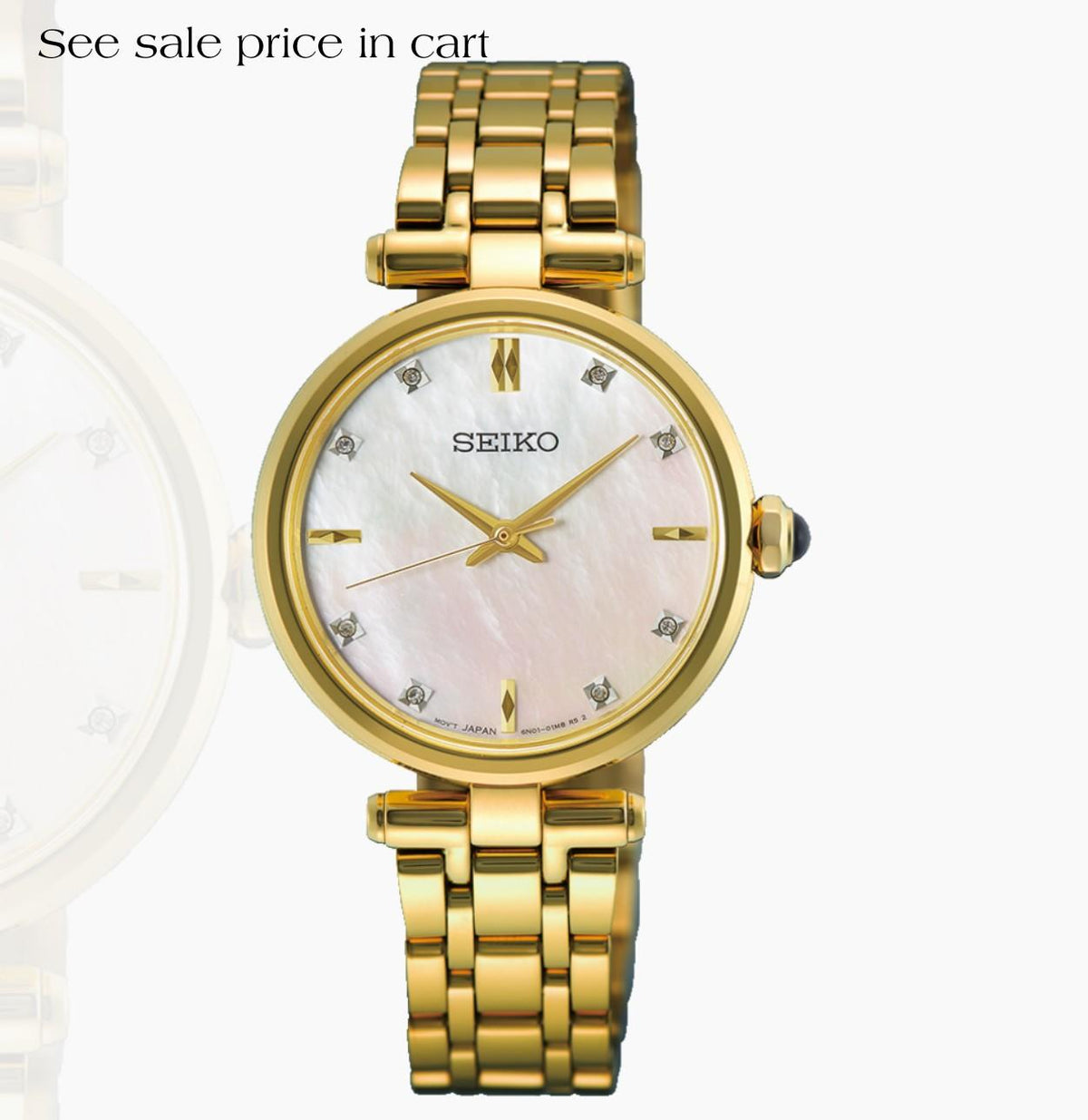 Seiko Diamonds SS GP Quartz Mother of Pearl Dial HGH008