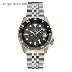 SEIKO SSK021 Automatic Watch for Men - 5 Sports Collection Stainless Steel Charcoal Dial GMT