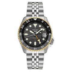 SEIKO SSK021 Automatic Watch for Men - 5 Sports Collection Stainless Steel Charcoal Dial GMT