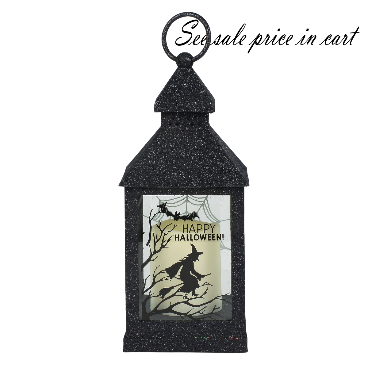 Halloween Glittered Witch light up lantern 6002882