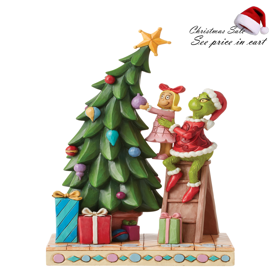 Jim Shore GRINCH CINDY LOU WHO DECORATING TREE Christmas Figurine 6012694