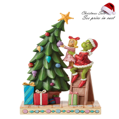 Jim Shore GRINCH CINDY LOU WHO DECORATING TREE Christmas Figurine 6012694