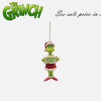 GRINCH HOLDING Naughty Nice Sign Christmas PVC ORNAMENT 5”
