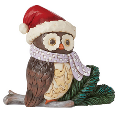 Mini Owl with Santa Hat Fig Jim Shore Heartwood Creek 6015462