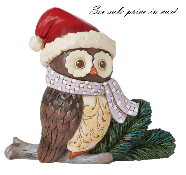 Mini Owl with Santa Hat Fig Jim Shore Heartwood Creek 6015462