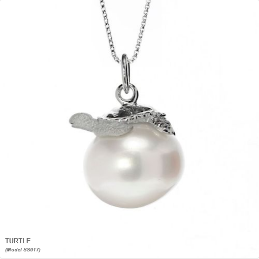 Galatea Sterling Silver Hawaii Collection Carved Peal with turtle SS-017