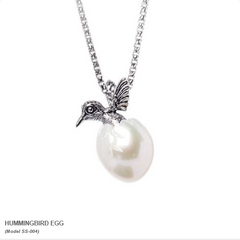 Galatea Hawaii Collection Humming Bird Egg Sterling Silver FreshWhite Pearl
