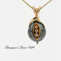 Galatea 14ky Tahitian Pearl and Diamond Pendant New in Box #SP-11