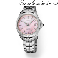 Seiko Coutura shimmering pink mother-of-pearl dial SUR585