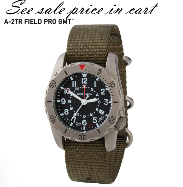 #12118 A-2TR Field Pro GMT, Black dial - Defender Olive Nylon Band