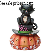 Black Cat on Top Hat Figurine Jim Shore Heartwood Creek 6018082