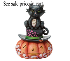 Black Cat on Top Hat Figurine Jim Shore Heartwood Creek 6018082