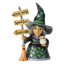 Good Witch Next to Broom Sign Jim Shore Heartwood Creek 6018088
