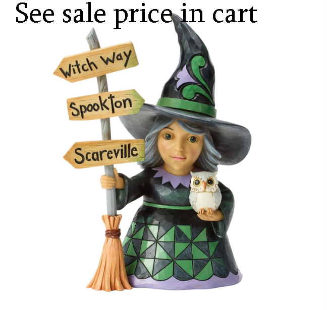 Good Witch Next to Broom Sign Jim Shore Heartwood Creek 6018088