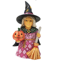Mini Witch Holding Pumpkin Jim Shore Heartwood Creek 6014477