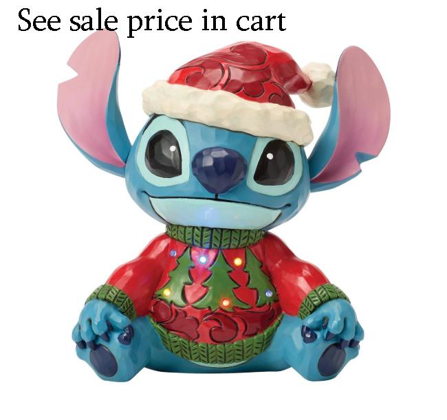 Enesco Disney Traditions Stitch Wearing a Christmas Sweater Light Up  6018714