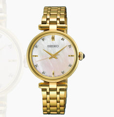 Seiko Diamonds SS GP Quartz Mother of Pearl Dial HGH008
