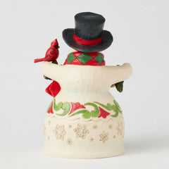 Enesco Jim Shore Heartwood Creek Snowman with Christmas Garland and Cardinal6017054