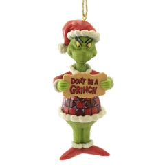 Enesco Jim Shore Dr. Seuss Don't Be a Grinch Hanging Ornament 6009534