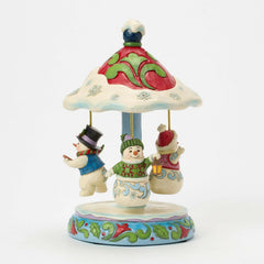 Enesco Jim Shore Heartwood Creek Snowman Carousel Rotating Musical 6017531