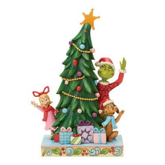 Enesco Dr. Seuss Grinch by Jim Shore Grinch, Cindy, and Max Peeking Out from Christmas Tree Light Up 6018962