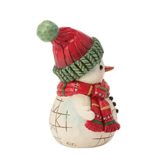 Enesco Jim Shore Heartwood Creek Snowman Holding a Jingle Bell Mini 6019325