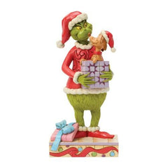 Enesco Dr. Seuss Grinch by Jim Shore Holding Max Popping Out of a Gift Box 6018957