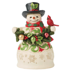 Enesco Jim Shore Heartwood Creek Snowman with Christmas Garland and Cardinal6017054