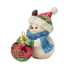 Enesco Jim Shore Heartwood Creek Snowman Holding a Ball Ornament Mini 6019324