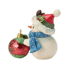 Enesco Jim Shore Heartwood Creek Snowman Holding a Ball Ornament Mini 6019324