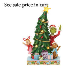 Enesco Dr. Seuss Grinch by Jim Shore Grinch, Cindy, and Max Peeking Out from Christmas Tree Light Up 6018962