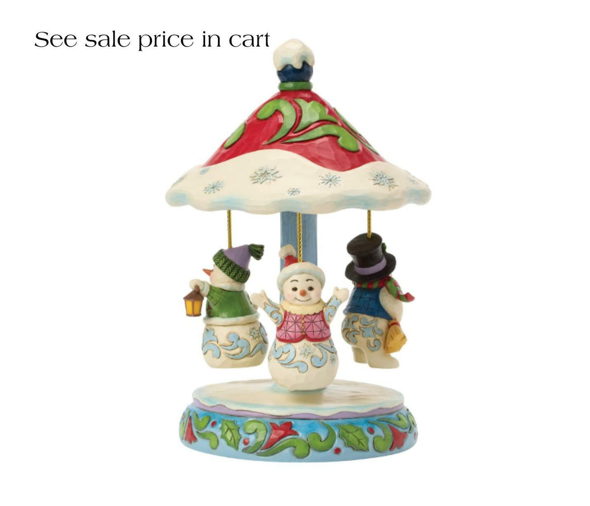 Enesco Jim Shore Heartwood Creek Snowman Carousel Rotating Musical 6017531