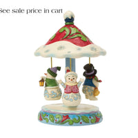 Enesco Jim Shore Heartwood Creek Snowman Carousel Rotating Musical 6017531