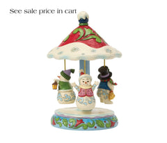Enesco Jim Shore Heartwood Creek Snowman Carousel Rotating Musical 6017531
