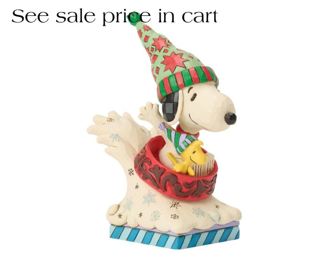 Enesco Peanuts by Jim Shore Snoopy and Woodstock in Dog Bowl Sled6018679
